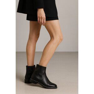 Schutz Black Leather Studded Ankle Boots Women’s 9.5B Rocker Moto Booties Brazil